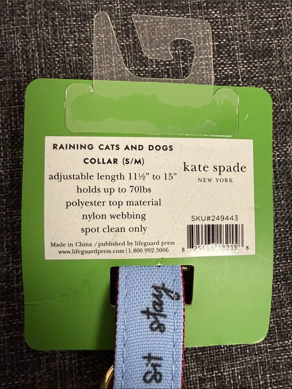 kate spade Raining Cats and Dogs Printed Pet Collar with Gold Hardware S/M